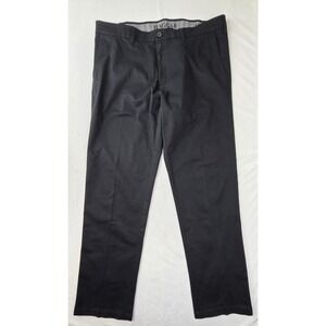 Haggar Chino Pants Men 38x34 Black Flat Front Straight Leg Excellent Condition